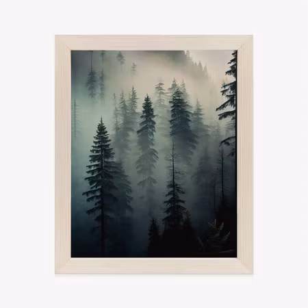 Poster med ram - Trees in a foggy forest