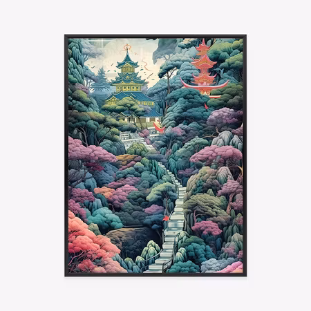 Poster med ram - A mysterious temple and lush