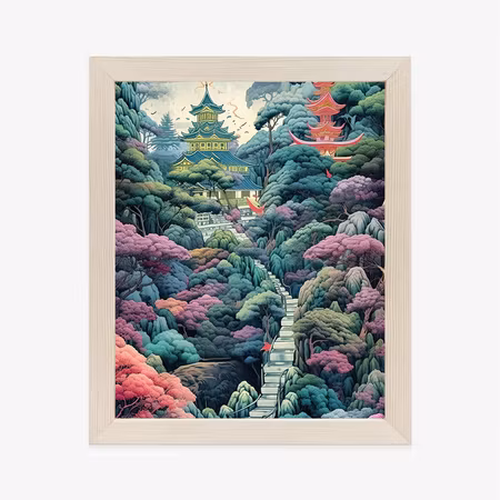 Poster med ram - A mysterious temple and lush
