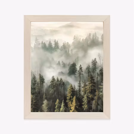 Poster med ram - Mountain forest in the fog
