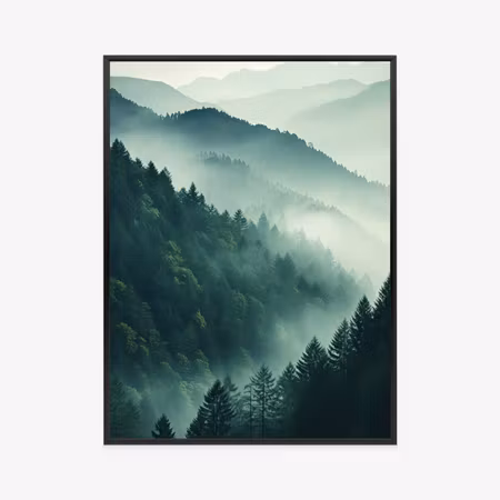 Poster med ram - Mountain landscape with forest in