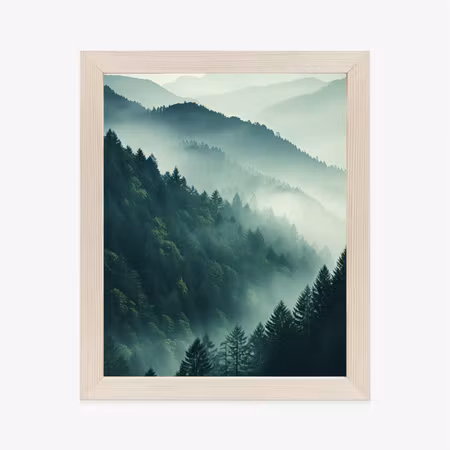 Poster med ram - Mountain landscape with forest in