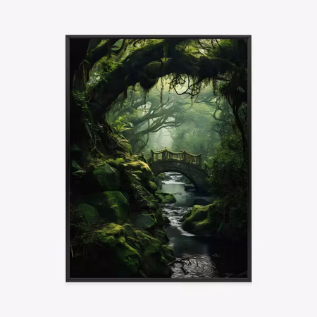 Poster med ram - Bridge and river in the green