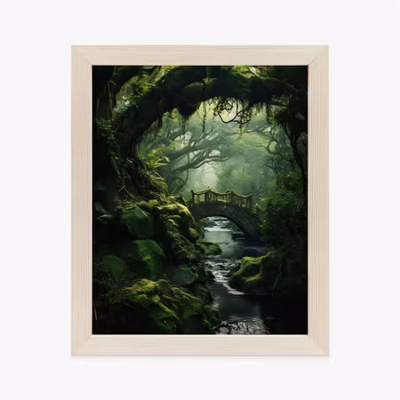 Poster med ram - Bridge and river in the green