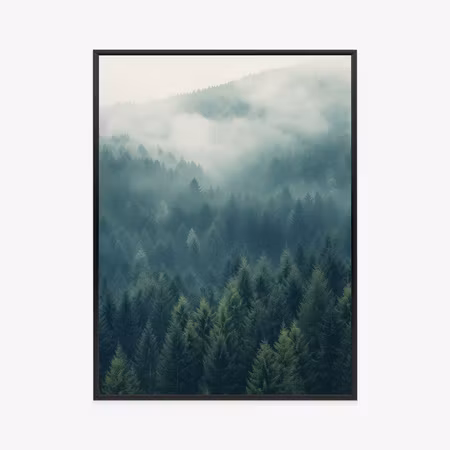 Poster med ram - Thick fog hanging over the green