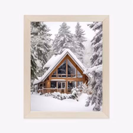Poster med ram - Scandinavian cottage covered with