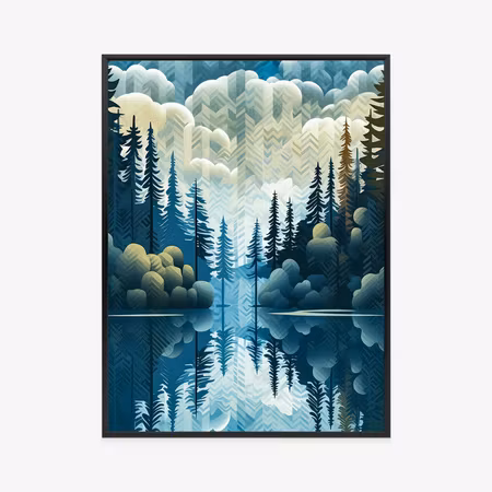 Poster med ram - Forest landscape with a lake