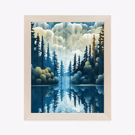 Poster med ram - Forest landscape with a lake