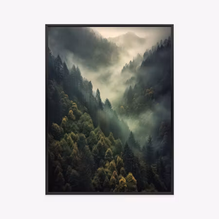 Poster med ram - Forest covered mountain hills