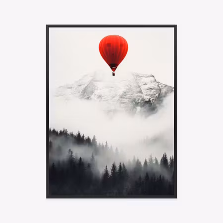Poster med ram - Red balloon and black and white