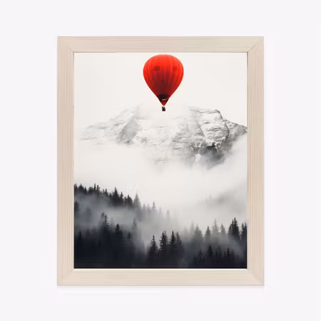 Poster med ram - Red balloon and black and white