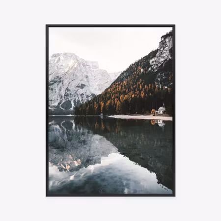 Poster med ram - Autumn forest on a mountain lake