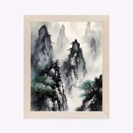 Poster med ram - Japanese style a foggy morning in