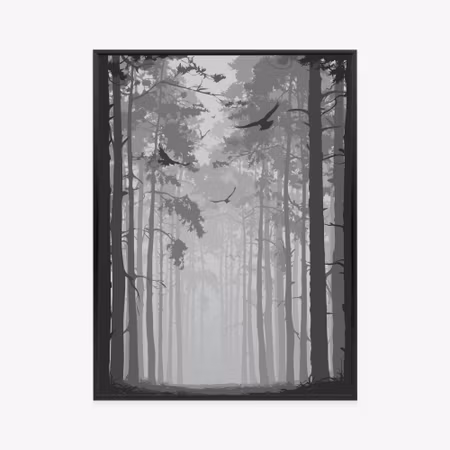 Poster med ram - Birds in the dark forest