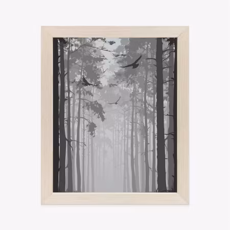Poster med ram - Birds in the dark forest