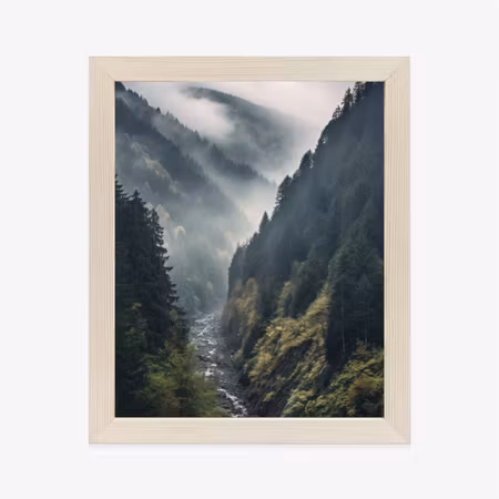 Poster med ram - A stream and a mountain forest in