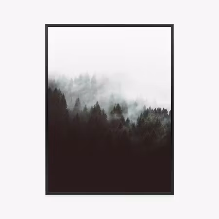 Poster med ram - Dark forest landscape in the fog