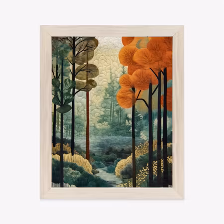 Poster med ram - Autumn landscape with forest