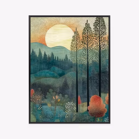 Poster med ram - Sun over the forest landscape