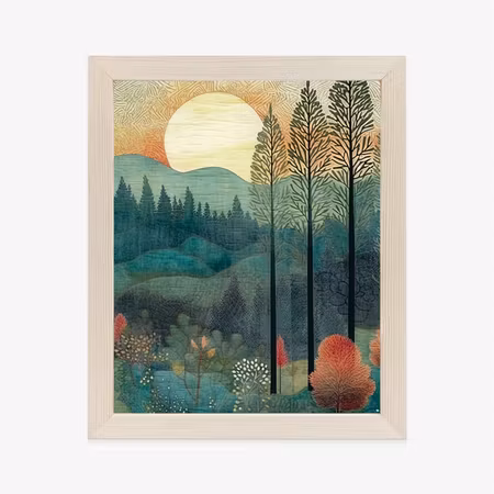 Poster med ram - Sun over the forest landscape