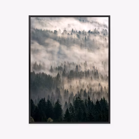 Poster med ram - Morning fog over the mountain