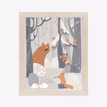 Poster med ram - Fairy tale animals in the winter