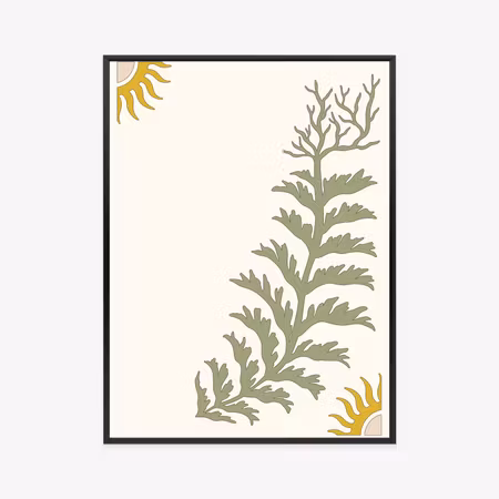 Poster med ram - Leaves and twigs with roots