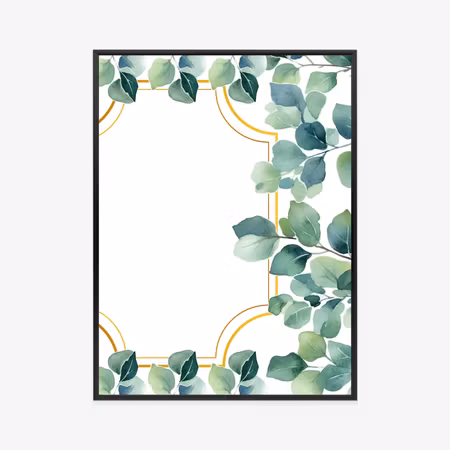 Poster med ram - Green leaves in a golden