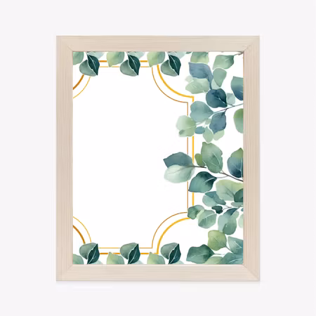 Poster med ram - Green leaves in a golden