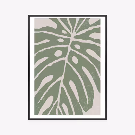 Poster med ram - Green monstera leaf