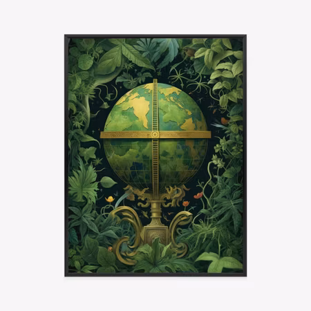 Poster med ram - Globe with green leaves as a