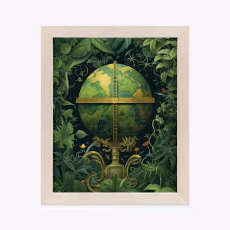 Poster med ram - Globe with green leaves as a
