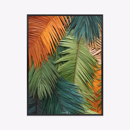 Poster med ram - Colorful palm leaves made of cut
