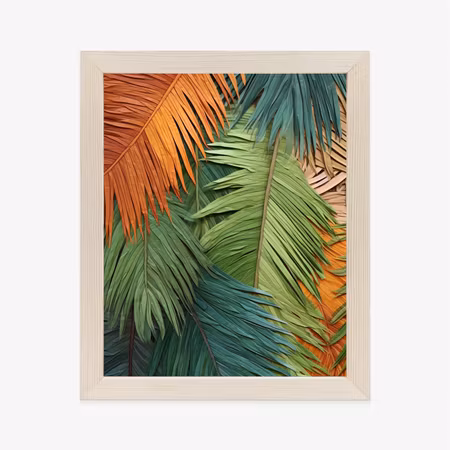 Poster med ram - Colorful palm leaves made of cut