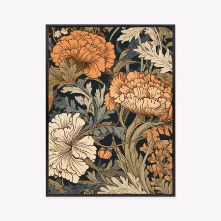 Poster med ram - Retro vintage flowers and leaves