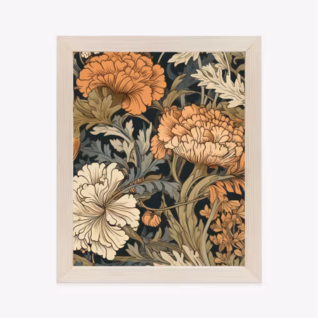 Poster med ram - Retro vintage flowers and leaves