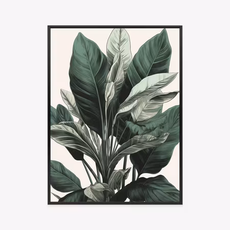 Poster med ram - Green philodendron plant
