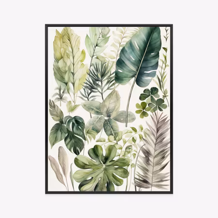 Poster med ram - Green leaves plant collection