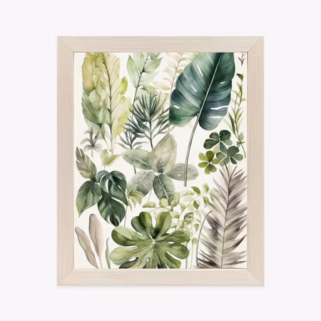 Poster med ram - Green leaves plant collection