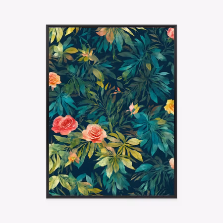 Poster med ram - Watercolor wild roses