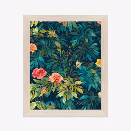 Poster med ram - Watercolor wild roses
