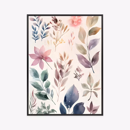 Poster med ram - Colorful leaves painted with