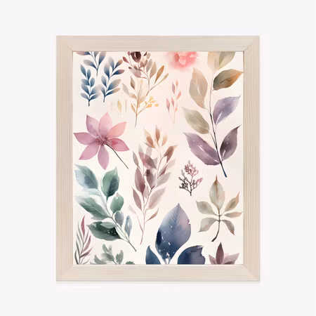 Poster med ram - Colorful leaves painted with