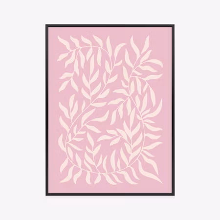 Poster med ram - Minimalist plants on a pink