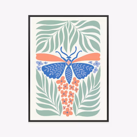 Poster med ram - Dragonfly among green plants