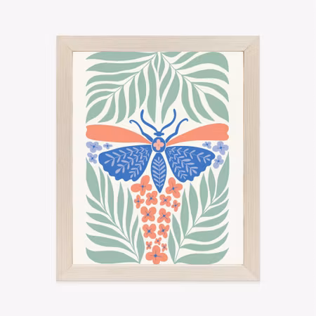 Poster med ram - Dragonfly among green plants