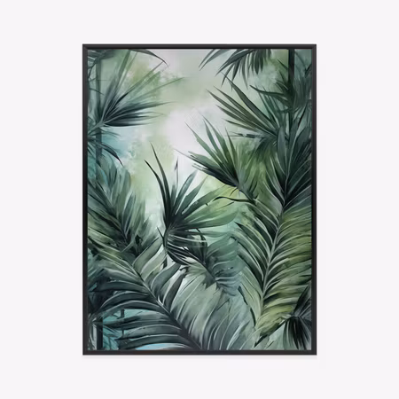 Poster med ram - Palm leaves in shades of green