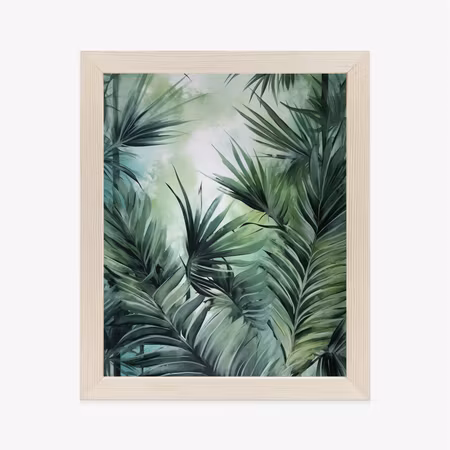 Poster med ram - Palm leaves in shades of green