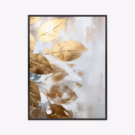 Poster med ram - Gold on painted leaves