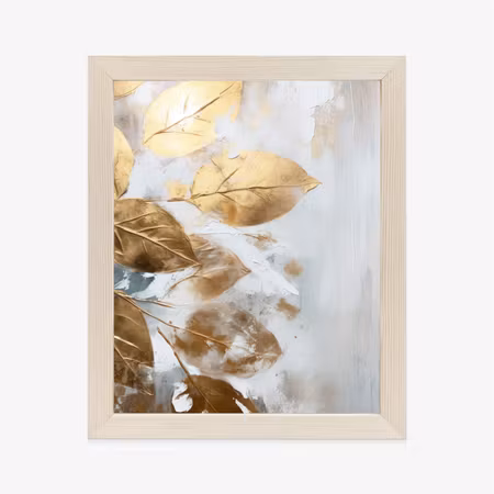 Poster med ram - Gold on painted leaves